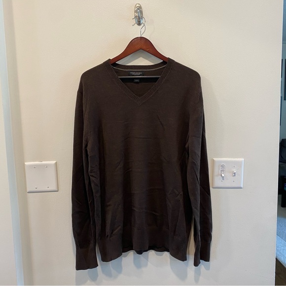 Banana Republic men’s 100% merino wool pullover sweater brown V-Neck sz XL - Picture 1 of 11